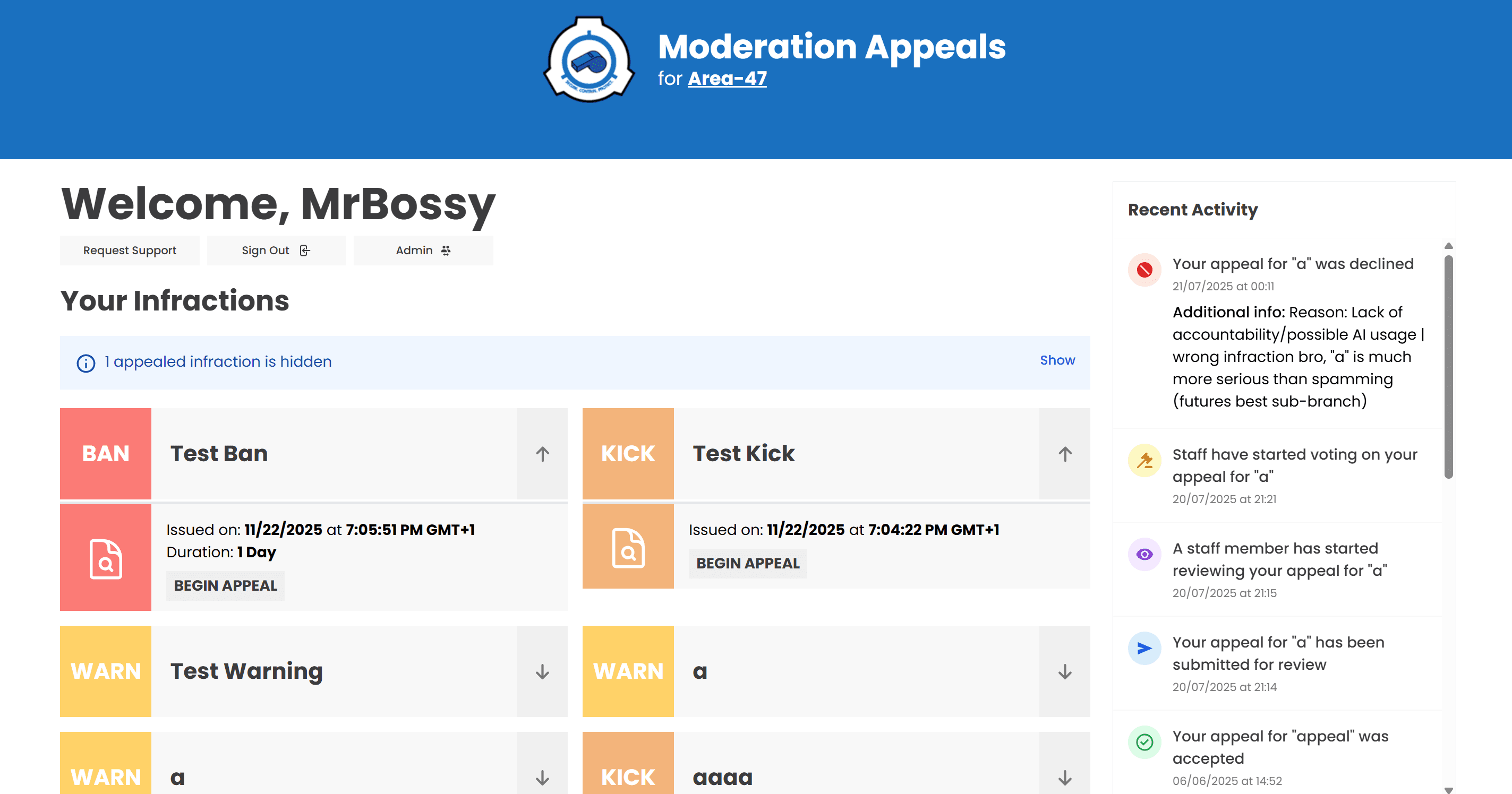 Bulk Moderation Appeals screenshot 2